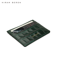 Hiram Beron Porte-Cartes Homme Italien Vert Brillant en Cuir, Service OEM Personnalisé