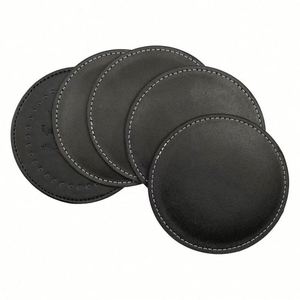 Brown Round Shape Coaster Custom One's Logo Promotional Cup Mat Coaster <b>Set</b> - Product Image 6