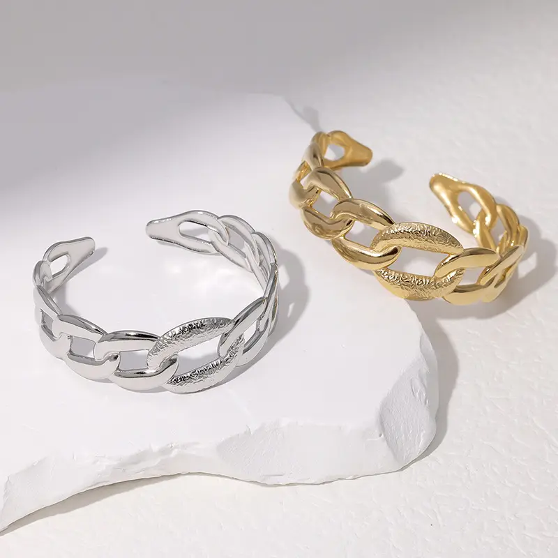 Gelang berlapis emas Wanita Mode 2024 gelang terbuka dapat disesuaikan perhiasan berkualitas tinggi