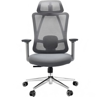 Chaise de bureau ergonomique moderne à dossier haut avec appui-tête, accoudoirs 3D, soutien lombaire réglable en hauteur, en tissu maillé, sur roulettes, pour hôtel