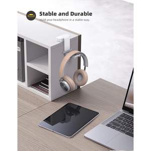 Lamicall White 360 Degree Rotation Aluminium Headphone Stand Sticky Headset Hanger <b>Adhesive</b> <b>Hook</b> Earphone Mount Table - Product Image 4