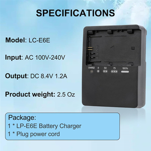 Chargeur rapide de <span class=keywords><strong>batterie</strong></span> d'appareil photo <span class=keywords><strong>LP</strong></span>-E6 pour <span class=keywords><strong>Canon</strong></span> compatible avec les batteries <span class=keywords><strong>LP</strong></span>-E6N <span class=keywords><strong>LP</strong></span>-E6NH LC-E6 LC-E6E, LC-E17 LC-<span class=keywords><strong>E8</strong></span> MH-24 MH-25 CB-2LCC - Product Image 5