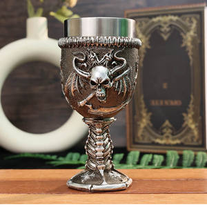 Inicio Bar Fiesta Nuevo Medieval 3D <span class=keywords><strong>Muerte</strong></span> Calavera Escultura Gafas Acero inoxidable Macabro Halloween Esqueletos Forma Copa - Product Image 4