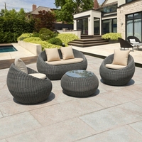 Conjunto de Sofás de Mimbre Tejido de Lujo Moderno para Exteriores, Muebles de Jardín con Estructura de Aluminio para Proyectos de Resorts, Hoteles y Villas, Sofá Seccional para Patio