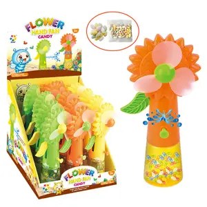 清真糖果糖果制造商批发向日葵喷雾手摇水枪糖果风扇糖果玩具