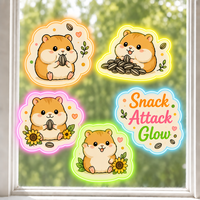 Autocollants personnalisés imperméables en PVC vinyle, motif hamster Kawaii, pour fenêtre, imprimés UV, électrostatiques, décoratifs pour verre et mur