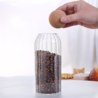 Bocaux de Conservation en Verre Classiques Durables à Rayures Verticales en Liège, Anti-Humidité, pour une Préservation Optimale de la Fraîcheur, Légers et Imprimés
