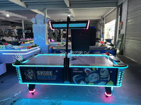 Table de hockey à air à monnayeur sur le thème Space Rabbit avec tableau de scores LED, machine de jeu d'arcade pour centre de jeux et centre commercial