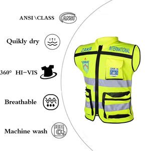 Gilet de sécurité réfléchissant pour travaux routiers, en tissu respirant à mailles, avec logo personnalisé, multi-poches, OEM - Product Image 4