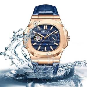 ONOLA 3855 Men's Business Hollow Fully Automatic <b>Mechanical</b> <b>Watch</b> High Quality Waterproof Leather <b>Watches</b> Men's Clock - Product Image 6