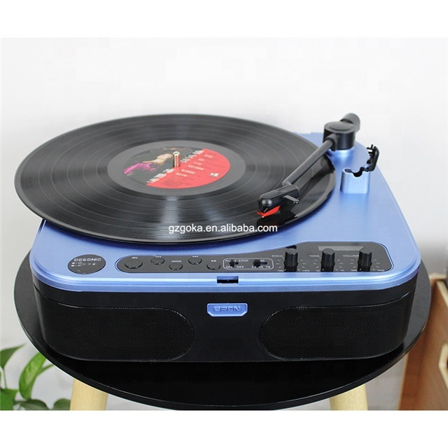 3 Speeds Radio / USB / BT / SD 6 in 1 Turntable Vinyl Players with Speaker