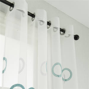 Cortinas de tela bordadas para dormitorio y Hotel, de poliéster azul geométrico, simplicidad nórdica, alta calidad y al mejor precio - Product Image 2