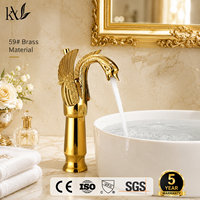 Robinet de lavabo commercial en laiton pour hôtel, haut, à bec de cygne, monocommande, à poser sur le comptoir, mitigeur avec cartouche céramique pour lavabo de salle de bain