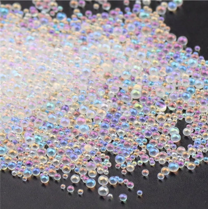 Vente au détail en vrac petit verre 0.4mm-3mm perles bulle dégradé perle sans trou pour les décorations DIY