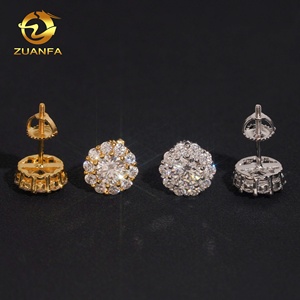 USA Warehouse Bulk in Stock Iced Out Lab Diamond Jewelry Hip Hop VVS Moissanite <strong>Silver</strong> 925 <strong>Stud</strong> Earrings - Product Image 4
