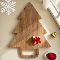 Planche de service en bois d'acacia pour Noël, plateau de charcuterie festif pour la présentation des aliments lors de fêtes à la maison
