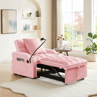 Sofá Cama Individual Convertible Multifuncional Moderno, Silla Cama Ajustable Deslizable de 1 Plaza