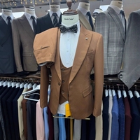 Costume 3 pièces élégant de niveau exécutif pour homme, veste + gilet + pantalon, couleur unie, pour dîner de gala