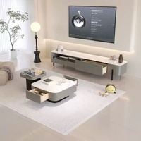 Zayshine Italien De Luxe En Bois Massif Base Table Basse Quartz Dalle Carré Salon Meubles Ensemble De Stockage Simplicité Théière