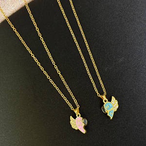 Regalo per la <span class=keywords><strong>migliore</strong></span> amica dolce sorella AAA zircone Micro ali pavimentate rosa blu smalto cuori <span class=keywords><strong>migliore</strong></span> <span class=keywords><strong>amico</strong></span> BFF collana - Product Image 2