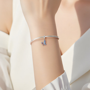 Exquisite S925 Sterling Silver Colored Epoxy Butterfly <b>Charms</b> with Zircon for DIY Snake Chain <b>Bracelets</b> <b>Beaded</b> Jewelry - Product Image 6
