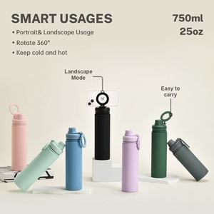 Gobelet isotherme en acier inoxydable de grande capacité 750 ml, chaud ou froid, avec isolation sous vide 360° °   Support rotatif pour bureau extérieur et voiture - Product Image 2