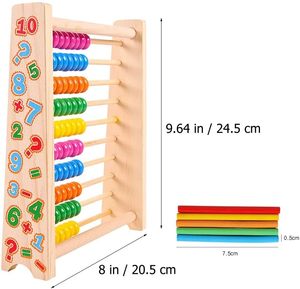 Ábaco de Madera para Niños, Juguete Educativo Temprano con Cuentas de Colores, Marco de Cálculo, Aprendizaje de Matemáticas Montessori 3+ Unisex - Product Image 5