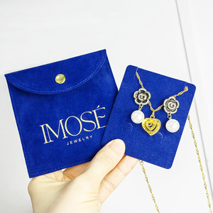 Pochette cadeau en velours imprimée avec logo personnalisé, petit sac en faux daim pour collier, bracelet, boucles d'oreilles, emballage pour bijoux - Product Image 4