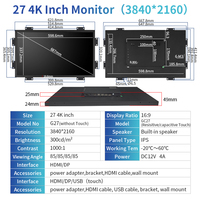 27 pouces 3840*2160 4K IPS cadre ouvert intégré Vesa Mount moniteur à écran tactile capacitif industriel écran LCD avec HD DP USB