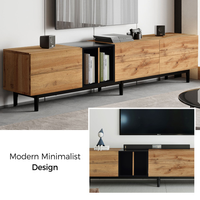 Meuble TV moderne pour téléviseur 80 pouces avec 3 portes, console multimédia, centre de divertissement avec grand meuble de rangement pour salon