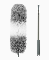 KLEAR Gris 2,8 m Manche télescopique en acier inoxydable Moderne Plumeau extensible en microfibre pour le nettoyage des ventilateurs de plafond, de la poussière et des toiles d'araignées