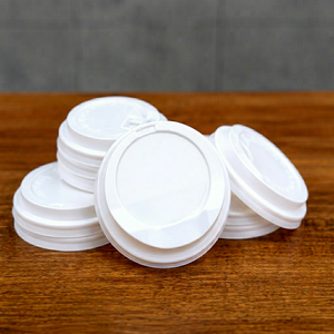 Tapas Redondas Blancas de Plástico para Vasos de Café, Tapas Desechables para Botellas con Ranura para Pajita, para Envasado de Bebidas - Product Image 1