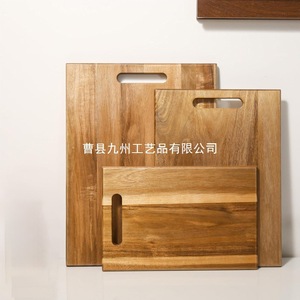 Planche à découper en bois massif rectangulaire avec poignées pour la cuisine, les légumes, la viande, le fromage, le pain, utilisation en extérieur, origine Shandong - Product Image 4