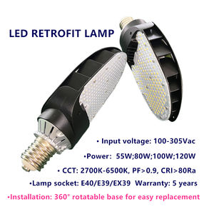 ETL bohlam jalan <span class=keywords><strong>Led</strong></span>, bohlam aluminium penghilang panas tinggi 80W 100W <span class=keywords><strong>120W</strong></span> 180 derajat E39 E40 - Product Image 2