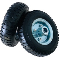 Roue pleine en mousse PU anti-crevaison de 8 pouces (200x50) noire à bande de roulement nervurée avec moyeu en plastique intégré pour chariot à main et brouette