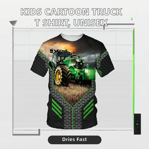 T-shirt décontracté pour homme à sublimation, imprimé dessin animé camion tracteur, hauts de luxe de créateur à manches courtes, tee-shirt confortable populaire en gros - Product Image 2