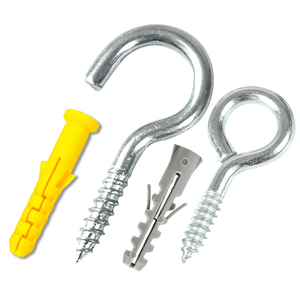10 ensembles/sac Cheville murale en plastique avec vis à œillet, vis à anneau autotaraudeuse pour suspension, chevilles d'expansion en plastique M5 M6 - Product Image 1