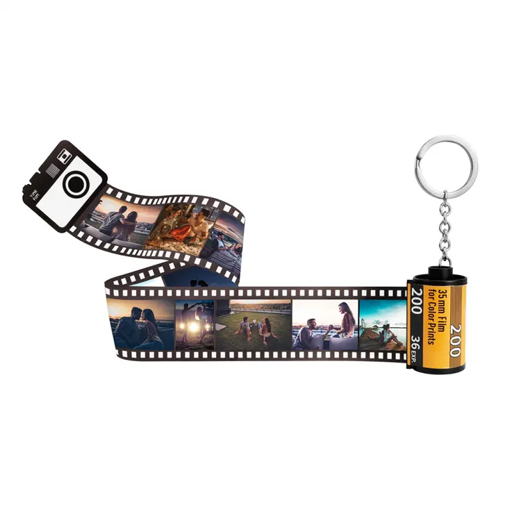Personalized Keychains with Picture Colorful Custom Camera Film Roll Ring for Gift