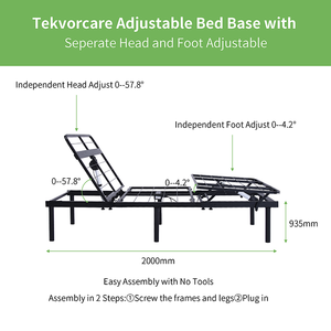 Sommier de lit réglable rembourré confortable avec massage, télécommande sans fil, ensemble de chambre intelligent, mobilier de luxe - Product Image 2