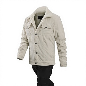 Men's Corduroy <b>Shirt</b> Jacket <b>Sherpa</b> <b>Lined</b> Turn-down Collar Casual Regular Fit Autumn Wear - Product Image 2