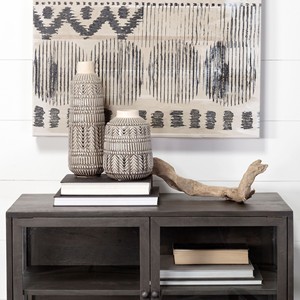 Alta qualità 14 \ "grigio astratto cilindro ceramica vaso da tavolo retrò in stile moderno per soggiorno casa matrimonio vaso - Product Image 4