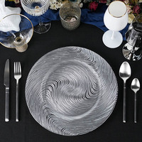 Assiette de présentation en verre argenté moderne de 13 pouces pour la décoration de table à la maison, à l'hôtel ou au restaurant