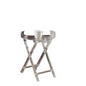 Modern Acrylic Foldable Coffee <b>Table</b> Desktop Living Room <b>Sofa</b> <b>Side</b> <b>Table</b> Portable Minimalist Design Multifunction Easy Assembly - Product Image 2
