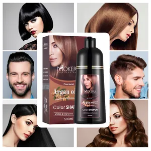 Vente en gros Mokeru 500ml shampooing de coloration rapide brun foncé shampooing de coloration de cheveux marque privée adapté aux hommes et aux femmes