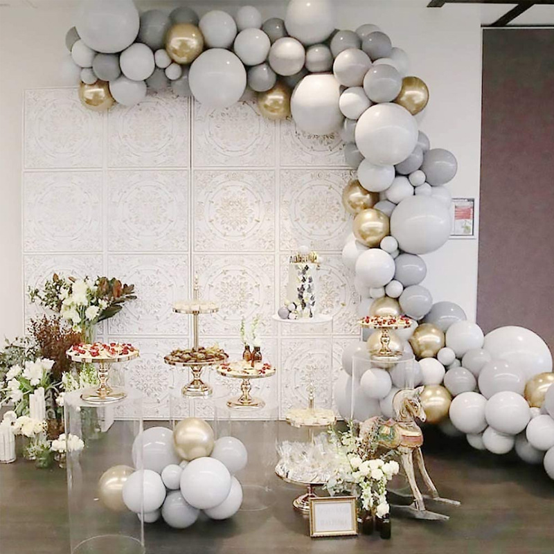 Gray Gold Latex Balloon Sets Garland Birthday Wedding Party Decoration Arch