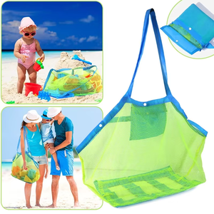 Bolsa de playa de malla grande multicolor, bolsa portátil resistente a la arena con orificio para colgar, almacenamiento plegable y transpirable para juguetes - Product Image 4
