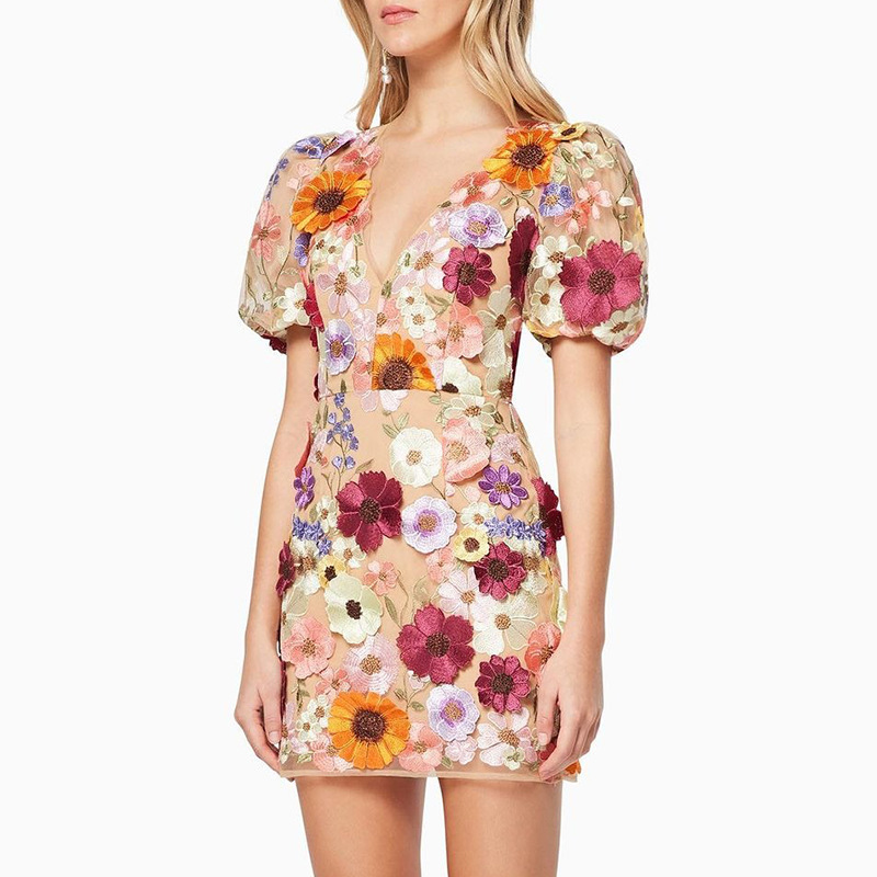 Wholesale Luxury 3D Embroidery Floral Midi Bodycon Dress Women Sequin  Evening Dresses| Alibaba.com
