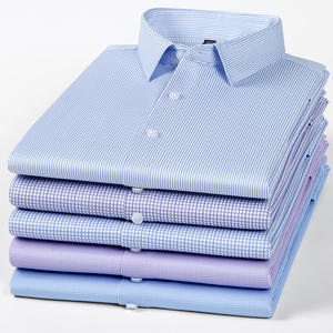 <span class=keywords><strong>Chemise</strong></span> à carreaux rayée élastique sans couture pour hommes <span class=keywords><strong>Chemise</strong></span> de <span class=keywords><strong>repassage</strong></span> confortable et décontractée d'affaires suspendue et respirante de haute qualité - Product Image 1