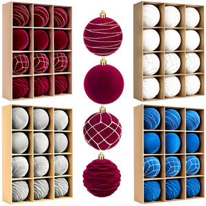 Flocking Velvet Covered Plastic <b>Christmas</b> Baubles Soft Flocked Hanging Ornaments For Xmas <b>Tree</b> Holiday Party Decor Wholesale - Product Image 1