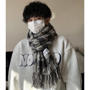 オリジナルロゴ刺繍入り メンズ 冬用ニットネックウォーマー ソフトアクリル混 バルク卸売ギフトマフラー - Product Image 3